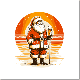 Santa drink beer Posters and Art